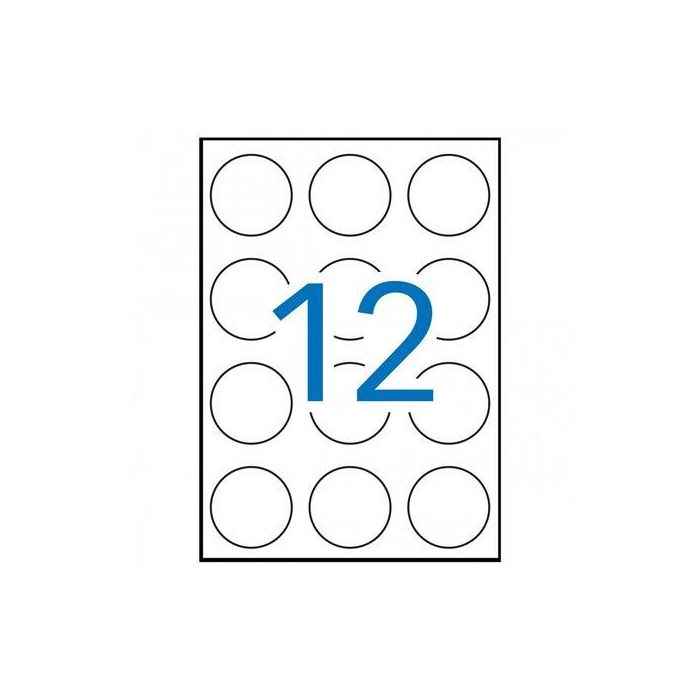 Apli Etiquetas Adhesivas Circulares Ø60 mm Inkjet-Láser 12 X 100H Blanco - 1200 etiquetas