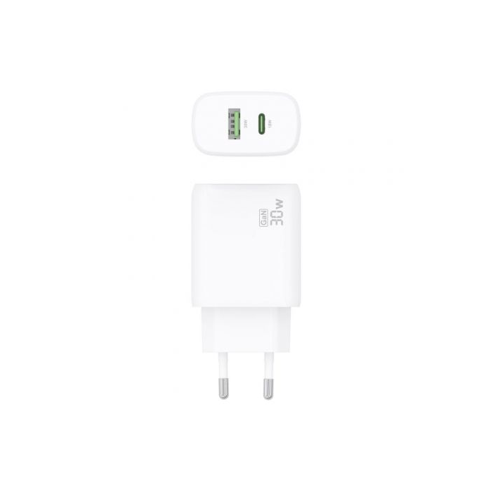 Cargador GaN de Pared Aisens A110-0923/ 1xUSB Tipo-C/ 1xUSB/ 30W/ Blanco 3