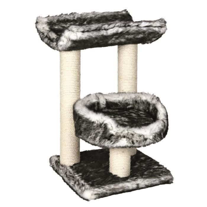 TRIXIE Isaba Cat tree Altura 62 cm felpa blanco y negro y sisal natural 1