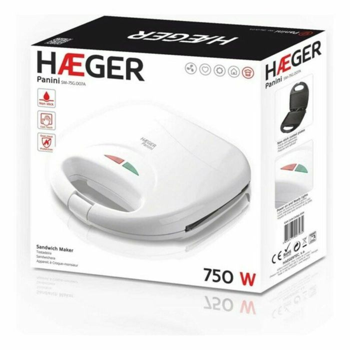 Sandwichera Haeger SM-75G.007A Blanco 750 W 3