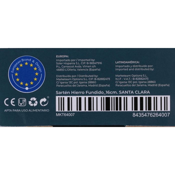 Sartén de hierro fundido Sta Clara Ecoferro 16 cm - Inde (6 Unidades) 5