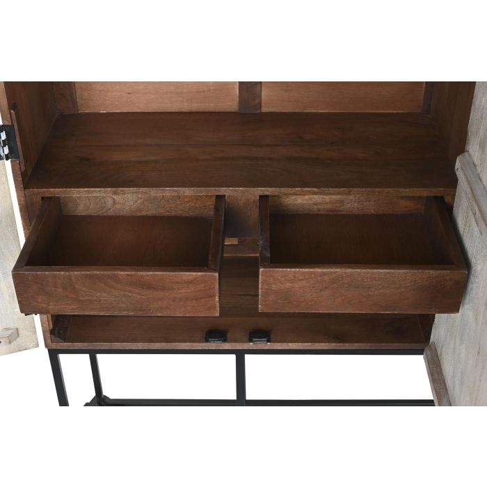 DKD Home Decor Armario Indio Desmontable Blanco Negro de Mango y Metal, 180 cm Ancho x 40 cm Fondo x 160 cm Alto, 4 Puertas, 2 Cajones 4 DKD Home Decor Armario Indio Desmontable Blanco Negro de Mango y Metal, 180 cm Ancho x 40 cm Fondo x 160 cm Alto, 4 Puertas, 2 Cajones 4