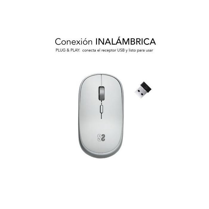 Ratón Mini Inalámbrico Subblim Wireless Mini/ Hasta 1600 DPI/ Plata 1