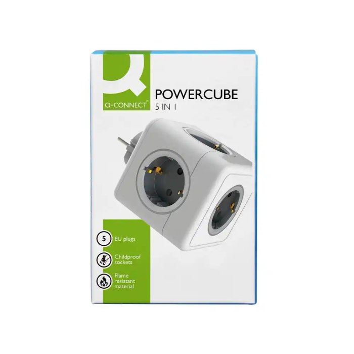 Q-connect Regleta Cubo 5 en 1 Directo a Pared, 5 Tomas de Corriente, 75x75x112mm 8