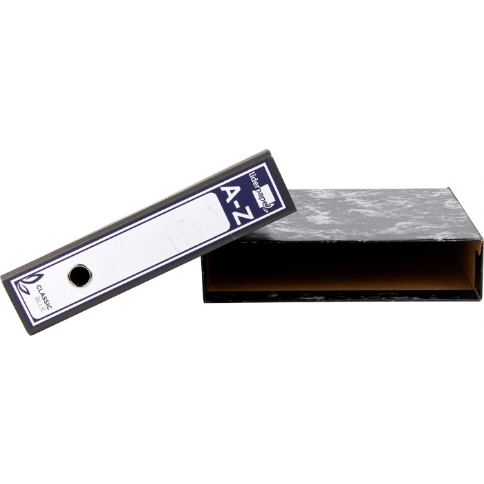 Liderpapel Classic Blue A4 Caja Archivador Negra para Oficina, Cartón Entrecolado, Mecanismo Palanca 75mm, Lomo 80mm 4