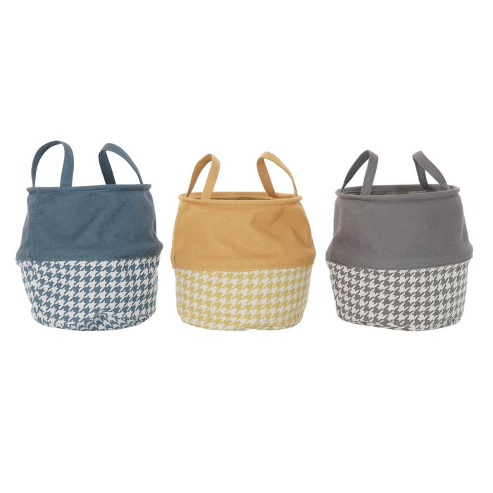 DKD Home Decor Cesta Ropa Básicos Poliéster Pata de Gallo Colores Surtidos 28x28x28 cm (3 Unidades) DKD Home Decor Cesta Ropa Básicos Poliéster Pata de Gallo Colores Surtidos 28x28x28 cm (3 Unidades)