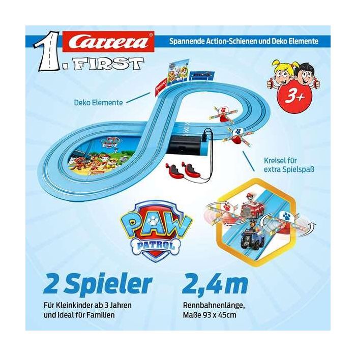 Pista carrera paw patrol, incluye 2 coches (chase y marshall) 2,4 metros 4 Pista carrera paw patrol, incluye 2 coches (chase y marshall) 2,4 metros 4