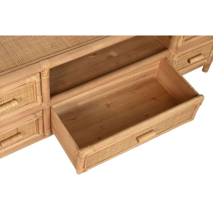 DKD Home Decor Mueble para TV Tropical de Abeto y Ratán Marrón Claro Acabado Natural con 5 Cajones y 1 Estantería 120x30x45 cm 4 DKD Home Decor Mueble para TV Tropical de Abeto y Ratán Marrón Claro Acabado Natural con 5 Cajones y 1 Estantería 120x30x45 cm 4
