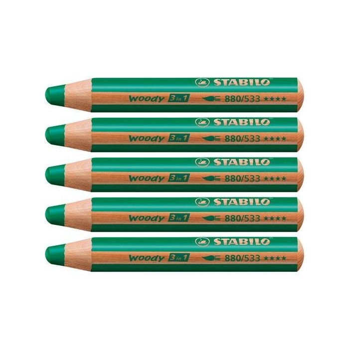 Stabilo Lápices De Colores Woody 3 En 1 Verde Oscuro Estuche 5 Ud Stabilo Lápices De Colores Woody 3 En 1 Verde Oscuro Estuche 5 Ud