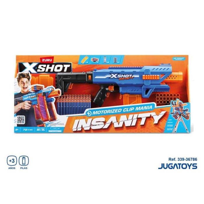 Pistola x-shot insanity clip motorizada con 3 cargadores y 72 dardos 80 x 40 cm 1