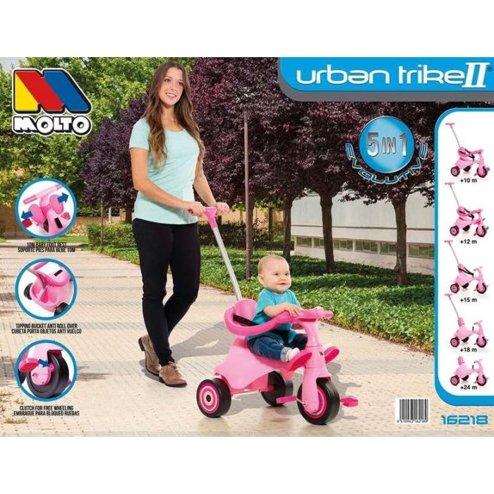 Molto Triciclo Urban Trike City Evolutivo 5 en 1 Rosa 89 cm para Bebés desde 10 Meses, Estructura de Metal y Plástico 7 Molto Triciclo Urban Trike City Evolutivo 5 en 1 Rosa 89 cm para Bebés desde 10 Meses, Estructura de Metal y Plástico 7