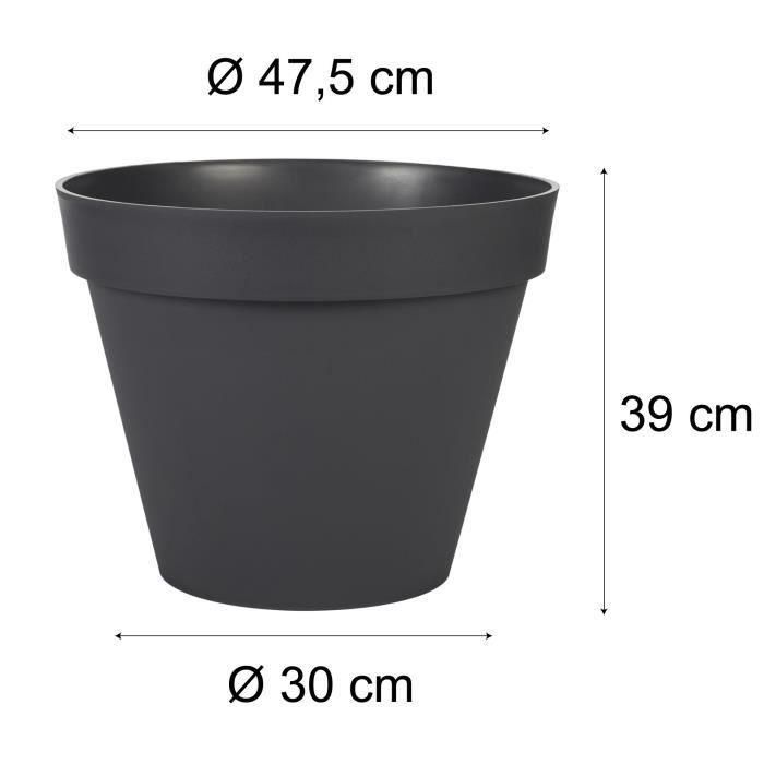 EDA Maceta Redonda Toscana de Polipropileno - Ø 48x40 cm, 43 L - Gris Antracita - Uso Exterior/Interior - Resistente Heladas y UV 2 EDA Maceta Redonda Toscana de Polipropileno - Ø 48x40 cm, 43 L - Gris Antracita - Uso Exterior/Interior - Resistente Heladas y UV 2