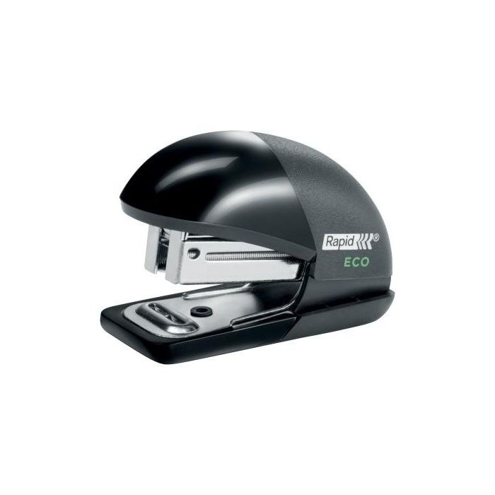 Rapid Grapadora mini fashion ecológica, plástico 100% reciclado, 10 hojas, usa grapas 24/6 y 26/6, color negro