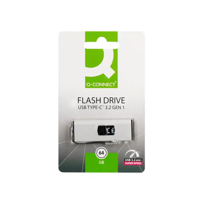 Q-connect Memoria USB Flash Drive 64 GB USB 3.2 Tipo C Plata 1