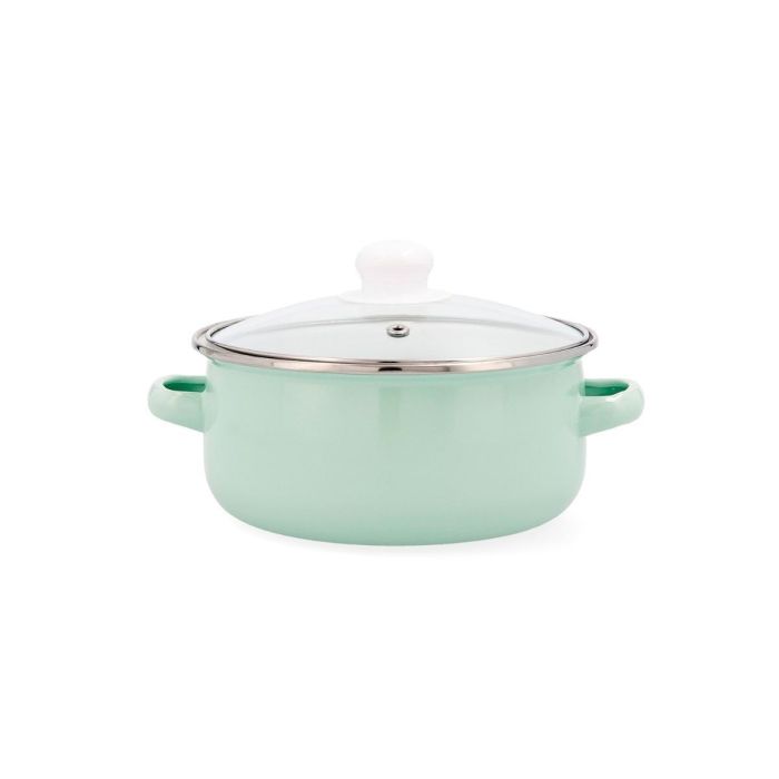 Quid Cacerola Cocco 18 cm Acero Esmaltado Verde, Antiadherente, Asas Baquelita, Apta para Vitro, Gas, Eléctrica, Lavavajillas