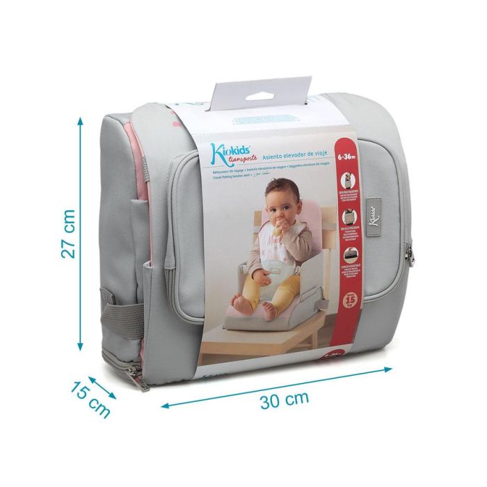 KioKids Trona de Viaje Plegable y Portátil para Bebés - Asiento Elevador Seguro con Diseño Conejo Rosa - Apto de 6 a 36 Meses 4