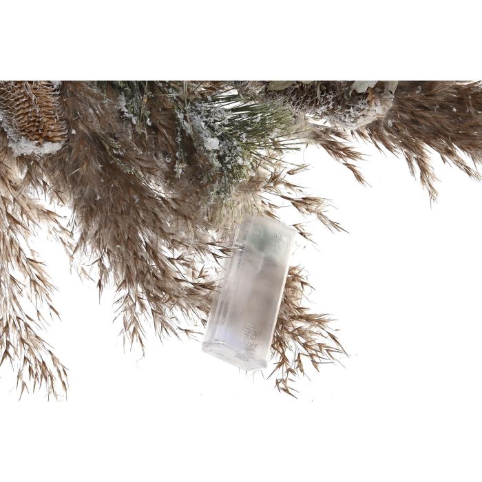 DKD Home Decor Corona Navidad Alpina Marrón Verde con LED, Flores Secas, para Puerta, 60 cm de Diámetro (2 Unidades) 3