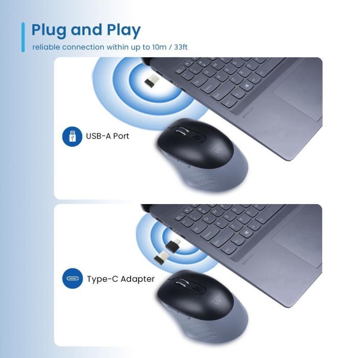 Ewent EW3243 Ratón Inalámbrico Triple Conexión Bluetooth 3.0/5.2 y 2.4GHz Clic Silencioso 3200 DPI Multi-dispositivo Negro Gris 2 Ewent EW3243 Ratón Inalámbrico Triple Conexión Bluetooth 3.0/5.2 y 2.4GHz Clic Silencioso 3200 DPI Multi-dispositivo Negro Gris 2