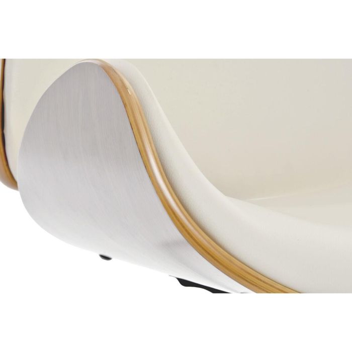 DKD Home Decor Silla de Oficina Colección White Office Moderna Ajustable Crema Marrón PU Nogal 52x58.5x98cm Cromada Altura Asiento 50cm 1
