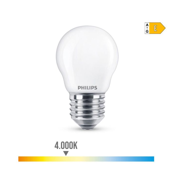 Philips Bombilla LED Esférica E27 6,5W 806 lm 4000K Luz Día Ø4,5 x 7,8 cm 0 Philips Bombilla LED Esférica E27 6,5W 806 lm 4000K Luz Día Ø4,5 x 7,8 cm 0