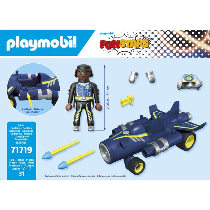 Playmobil 71719 Avión Espacial Funstars con Agente, Bláster y Accesorios – Juguete para Niños +4 Años 1