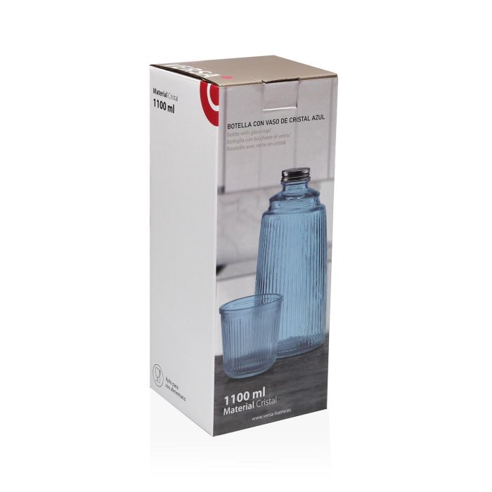 Botella de Agua Versa Azul Vidrio Aluminio 10,3 x 26 x 10,3 cm 3 Botella de Agua Versa Azul Vidrio Aluminio 10,3 x 26 x 10,3 cm 3