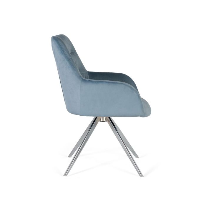 GINER Y COLOMER - Lote de 2 Sillones Tapizados en Terciopelo Azul Claro con Estructura de Acero Niquelado 2