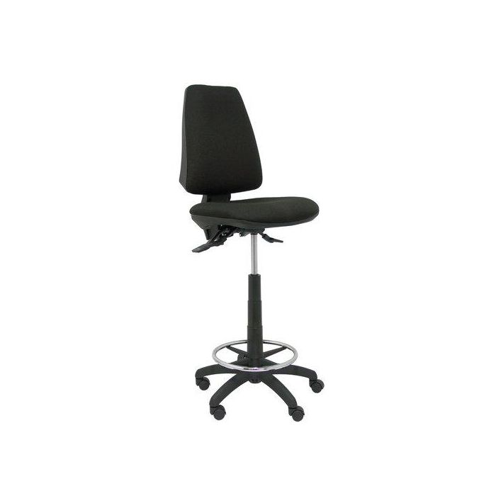 Taburete Piqueras Y Crespo Elche S Ergonomico Mecanismo De Contacto Permanente Regulable En Altura Y Aro Reposapies Cromado Ruedas Nylon Asiento Y Respaldo Tapizados Bali Negro