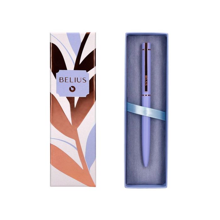 Boligrafo Belius Rose Aluminio Color Lavanda-Oro Rosa Tinta Azul Caja De Diseño 3