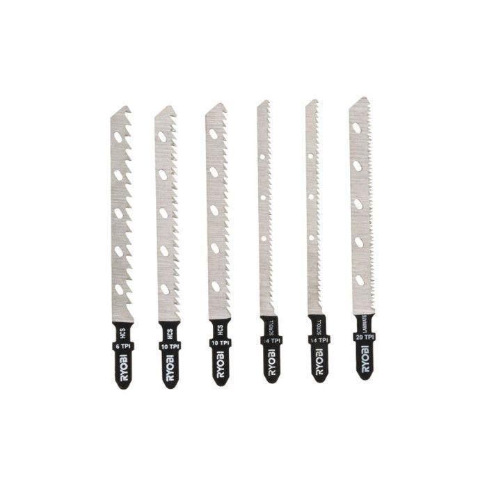 Ryobi Blister 6 Cuchillas para Sierra de Calar Inalámbrica ONE+, Kit Mixto para Cortes Rectos, Desplazamiento y Acabado (6, 10, 14, 20 TPI) 1 Ryobi Blister 6 Cuchillas para Sierra de Calar Inalámbrica ONE+, Kit Mixto para Cortes Rectos, Desplazamiento y Acabado (6, 10, 14, 20 TPI) 1