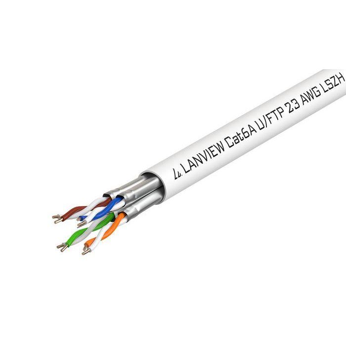 Lanview Cable de Red Ethernet Cat6a U-FTP 500 metros LSZH Blanco (4x2xAWG23) para Conexiones de Alta Velocidad y Datos en Entornos Ruidosos