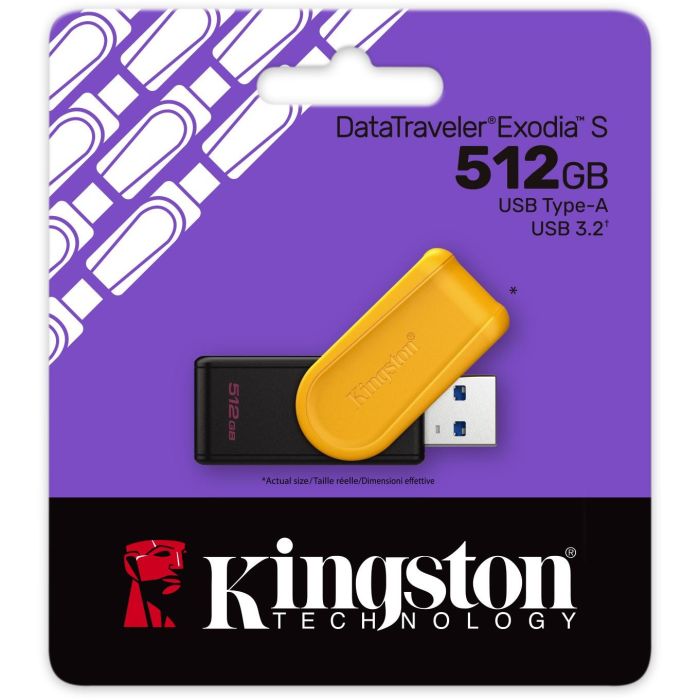Kingston DTXS/512GB Pendrive DataTraveler Exodia S 512GB Amarillo USB 3.2 Gen 1 Almacenamiento Portátil con Tapón Giratorio 2 Kingston DTXS/512GB Pendrive DataTraveler Exodia S 512GB Amarillo USB 3.2 Gen 1 Almacenamiento Portátil con Tapón Giratorio 2