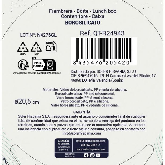 Fiambrera hermética Red 20.5 cm 1.3L Quttin (6 Unidades) 6 Fiambrera hermética Red 20.5 cm 1.3L Quttin (6 Unidades) 6