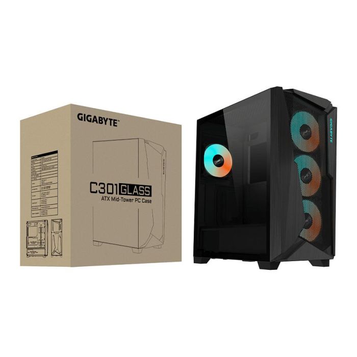 Gigabyte C301G V2 ATX Midi Tower Negra con Panel de Vidrio Templado 6 Gigabyte C301G V2 ATX Midi Tower Negra con Panel de Vidrio Templado 6