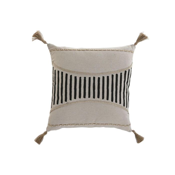 Cojin Boho DKD Home Decor Beige Negro 45 x 45 cm