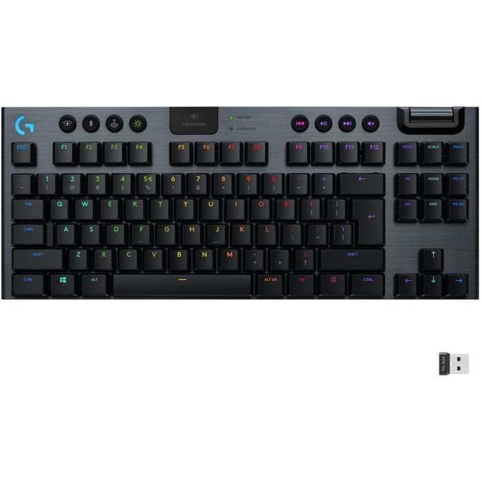 Logitech G915 TKL 920-009503 Teclado Mecánico Inalámbrico Bluetooth USB Tenkeyless Layout US QWERTY RGB Carbono