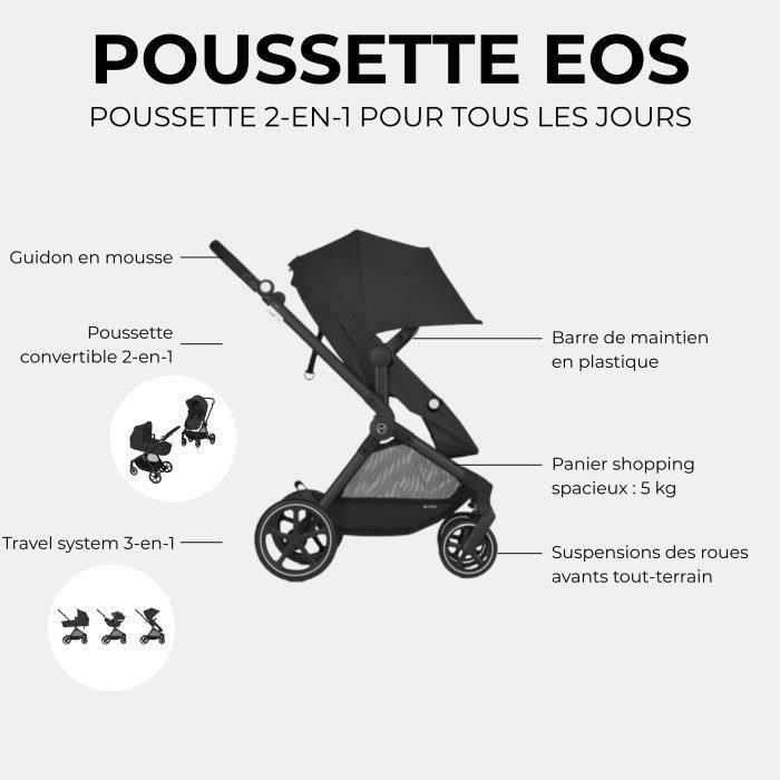Cybex CYB4063846368044 Pack Cochecito EOS BLACK Moon Black Trio 2en1 + Silla de coche Aton B2 i-size + Capazo convertible 5 Cybex CYB4063846368044 Pack Cochecito EOS BLACK Moon Black Trio 2en1 + Silla de coche Aton B2 i-size + Capazo convertible 5