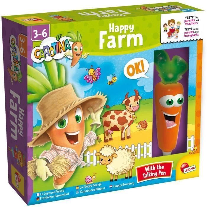 Lisciani Giochi Hablando Carotina Happy Farm - Rompecabezas interactivo con sonido y luz, busca objetos para niños +3 años