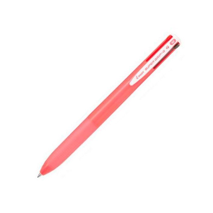 Pilot Bolígrafo Supergrip G 4 Colores Tinta Azul-Rojo-Negro-Verde Cuerpo Rosa Chicle, Punta Bola Aceite Secado Rápido (12 Unidades) (12 Unidades)