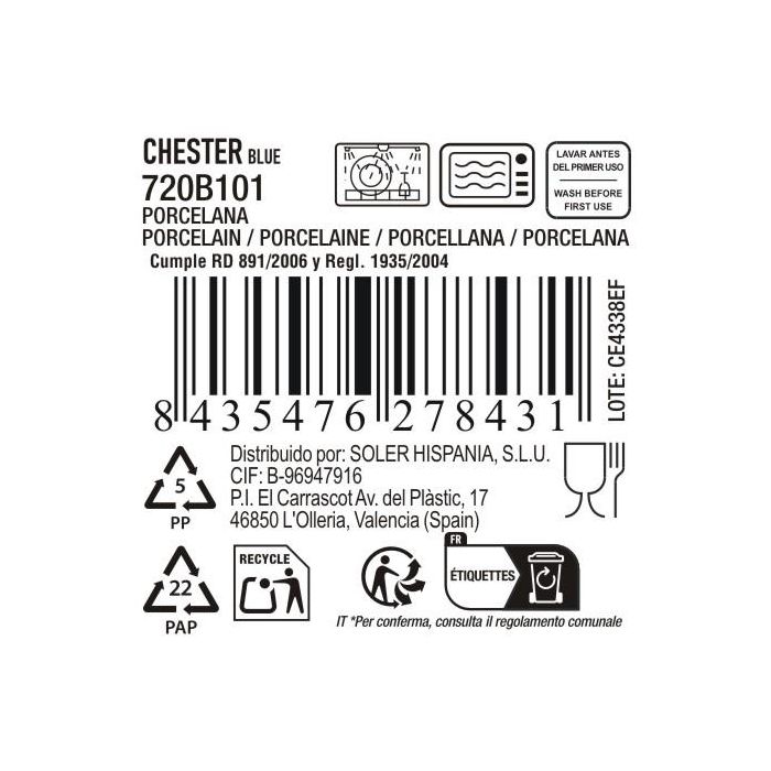 La Mediterranea Bandeja Oval "Chester Blue" 20 cm x 11 cm (18 Unidades)