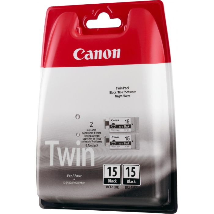 Canon BCI-15BK 2x black Cartucho de Tinta Negro Multipack Original para Canon i80 i70 PIXMA iP90
