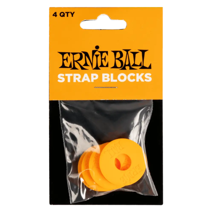 Ernie Ball Strap Blocks 4 Pcs - Naranja, Cierres de Seguridad para Correas de Guitarra 1