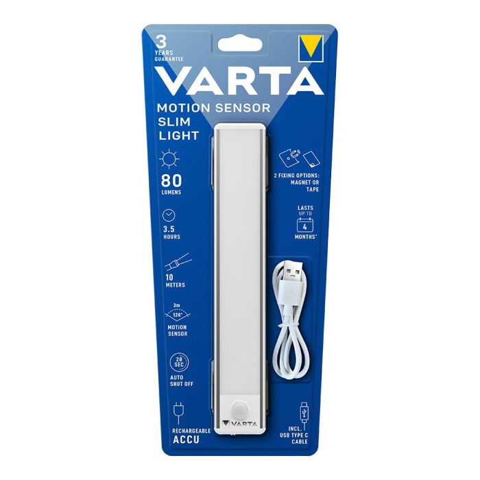 Varta Piloto de Noche con Sensor de Movimiento, LED Blanco Cálido, Recargable USB Tipo C, 24x4x1 cm 4 Varta Piloto de Noche con Sensor de Movimiento, LED Blanco Cálido, Recargable USB Tipo C, 24x4x1 cm 4