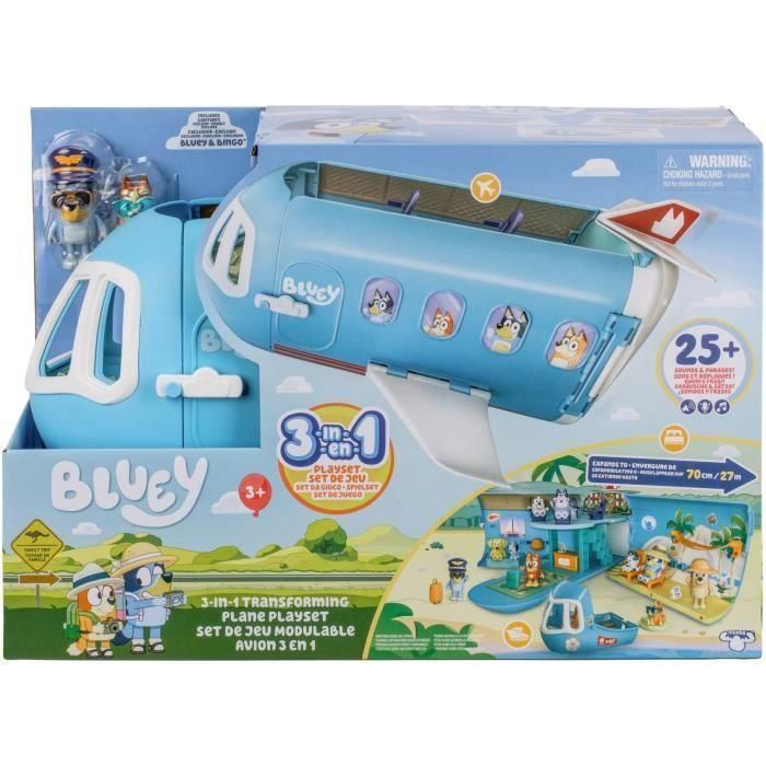 BLUEY BLU0630996176702 - Avión de Bluey Set de Juego Transformable con Figuras y Accesorios