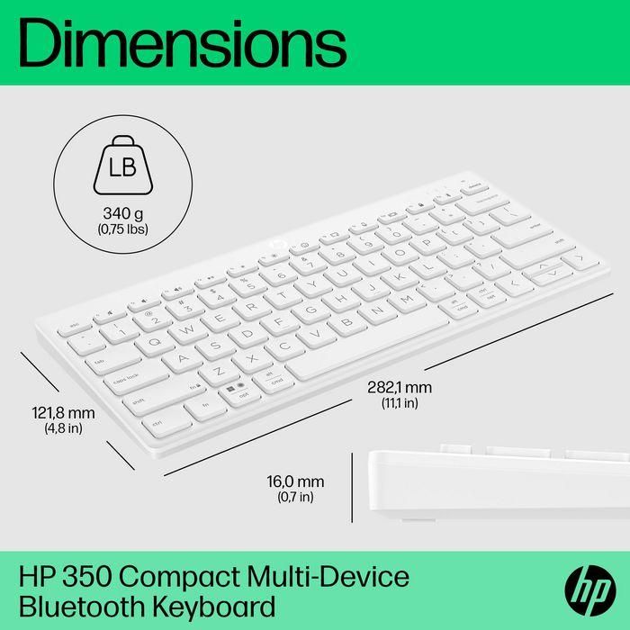 HP 350 Teclado Inalámbrico Bluetooth Compacto Multi-Dispositivo, Cómodo y Portátil para Productividad en PC, Portátil, Tablet y Móvil 5