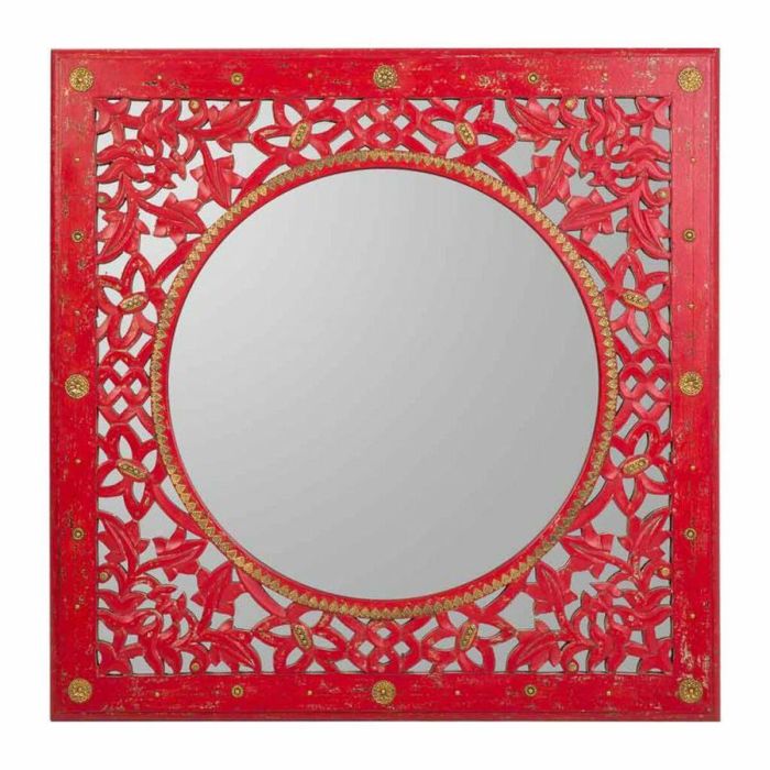 Espejo de pared Alexandra House Living Rojo 1 x 84 x 84 cm Rectangular 4