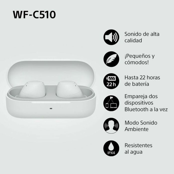 Auriculares Bluetooth Sony WF-C510 Blanco 13 Auriculares Bluetooth Sony WF-C510 Blanco 13