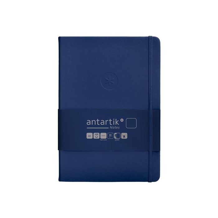 Cuaderno Con Gomilla Antartik Notes Tapa Dura A5 Hojas Lisas Azul Marino 100 Hojas 80 gr Fsc 1