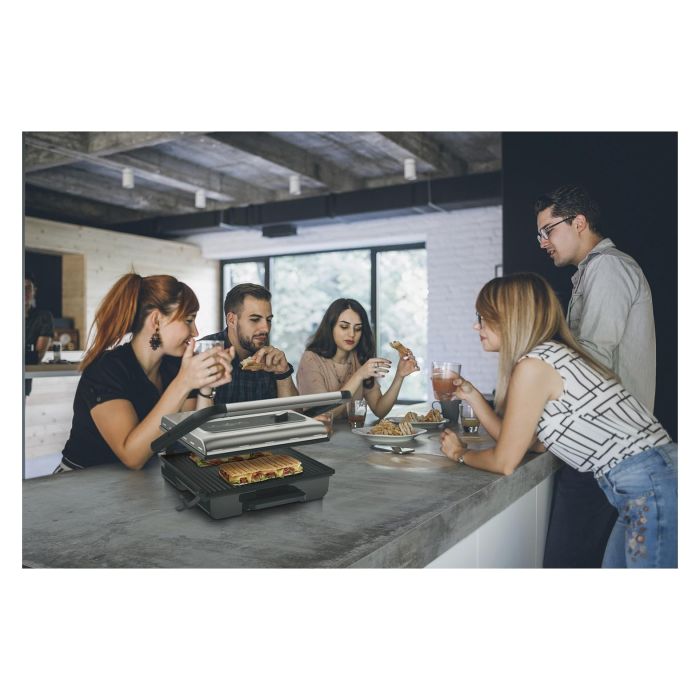 Tefal Tischgrill Inicio GC242D12, Grill de Mesa Negro y Acero Inoxidable, 740 cm², 2000W, Tapa con Bisagra 7