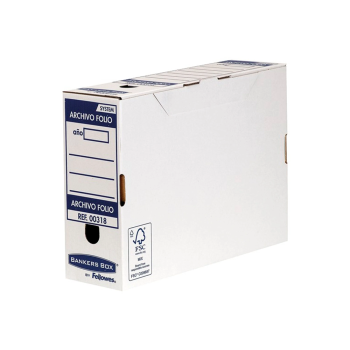 Fellowes Caja archivo definitivo folio cartón reciclado 100% lomo 100 mm montaje automático color azul 1 Fellowes Caja archivo definitivo folio cartón reciclado 100% lomo 100 mm montaje automático color azul 1